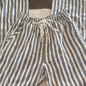 Love Tree Blue and White Striped Straight Leg Pants